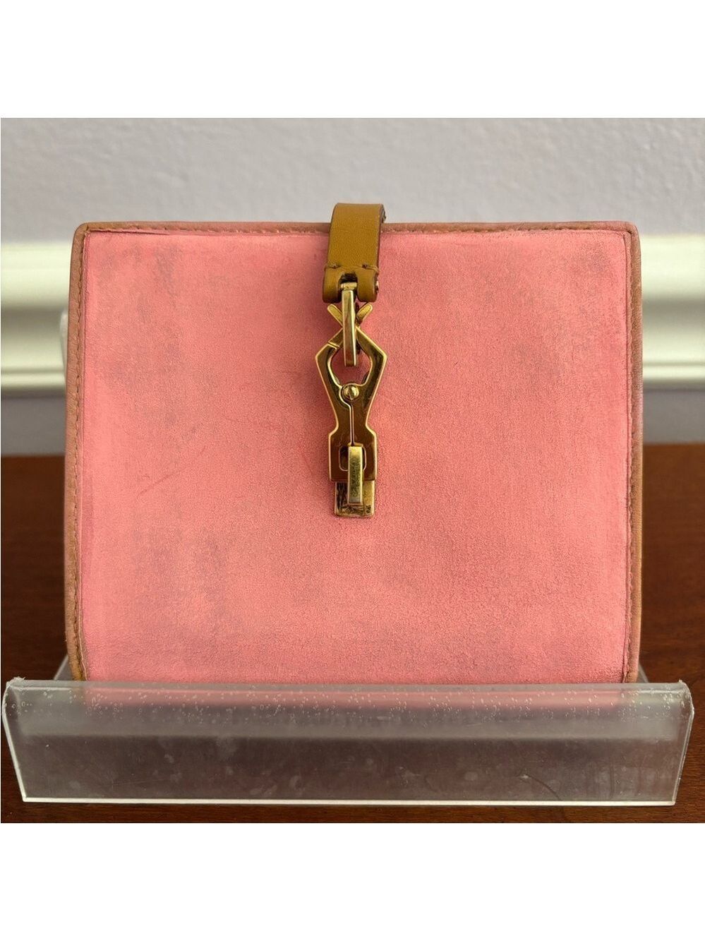 Gucci Jackie Bifold Wallet Pink Suede Leather/Tan | Authentic Preowned - Picture 3 of 7